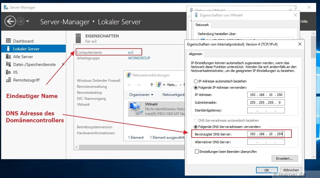 Windows Server 2019 einer Domäne hinzufügen | IT-Learner.de