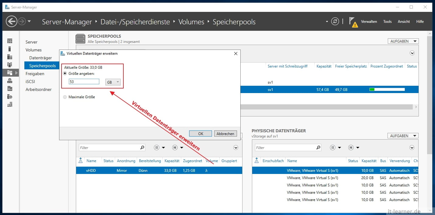 Speicherplatz -Storage Space vergrößern! | IT-Learner.de