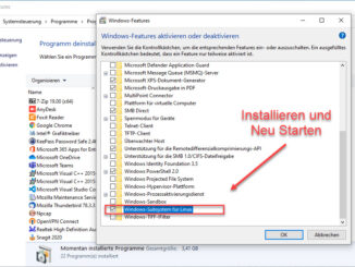 Installation des Windows Subssystem For Linux unter Windows 10