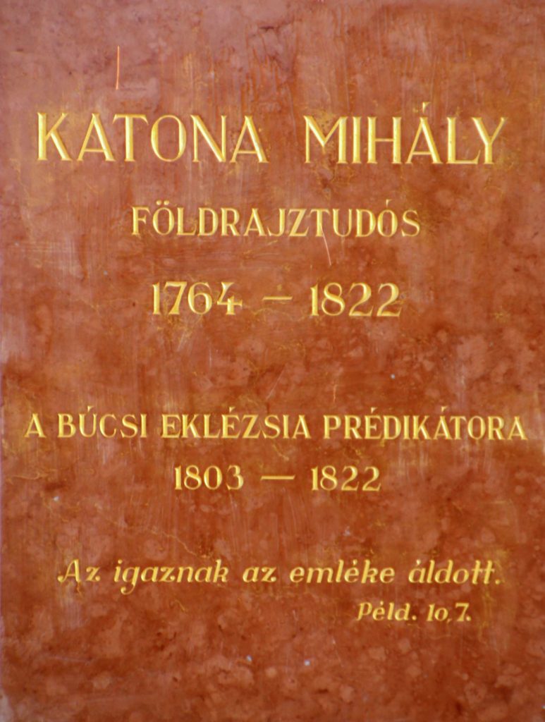 Katona Mihály földrajztudós, prédikátor emléktáblája