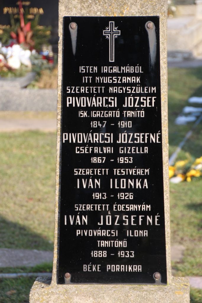 A Pivovárcsi tanítócsalád sírja