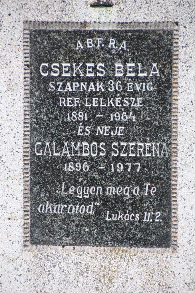 Csekes Béla református lelkész sírja