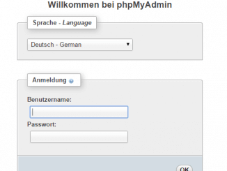 phpmyadmin Anmeldefenster