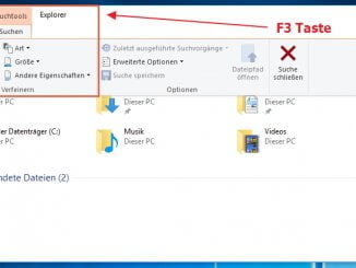 Detaillierte Suche im Windows 10 Explorer: Größe von Dateien