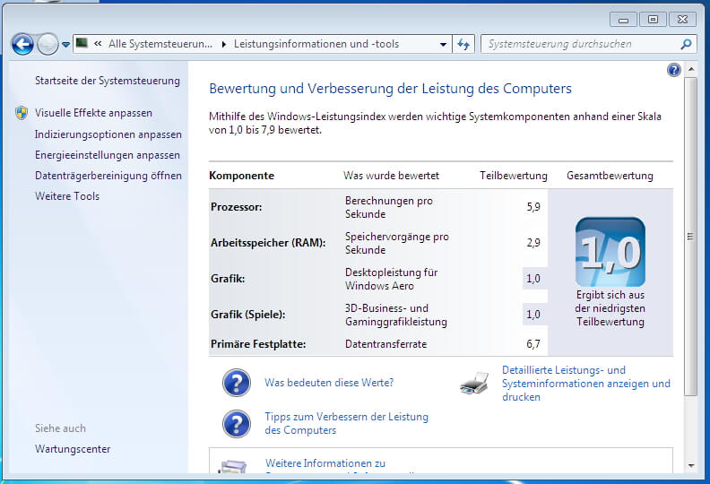 Der Leistungsindex unter Windows 10 ITLearner.de