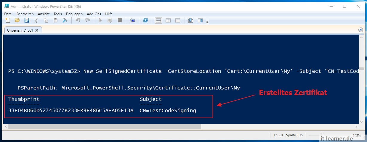 PowerShell Scripte zum ausführen signieren | IT-Learner.de