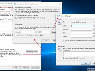 Windows 10 Proxy Server Einstellungen konfigurieren - Mehrere Proxy Server mit Ports und Protokolle angeben