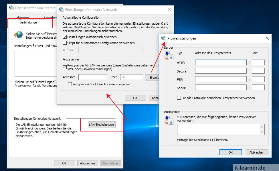 Windows 10 Proxy einstellen | IT-Learner.de