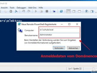 Mit der Windows PowerShell eine Remoteverbindung erstellen: Über die PowerShell ISE: SV Name