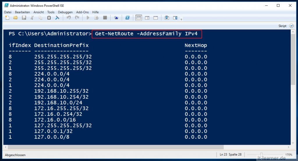 Routing mit der PowerShell ITLearner.de