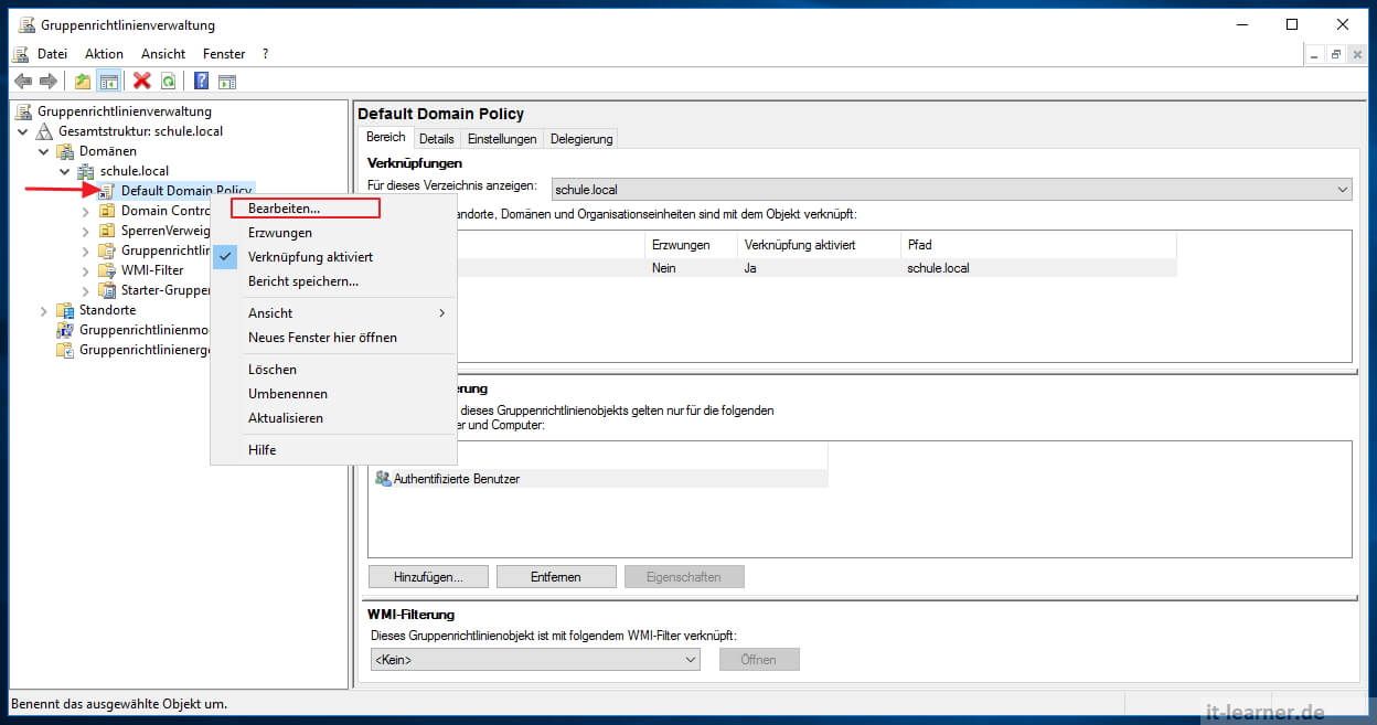 Gruppenrichtlinie am Server 2016 erstellen | IT-Learner.de