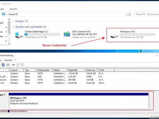 Einen neue Festplatte im Windows Server 2019 einbinden - Anzeige im Windows Explorer