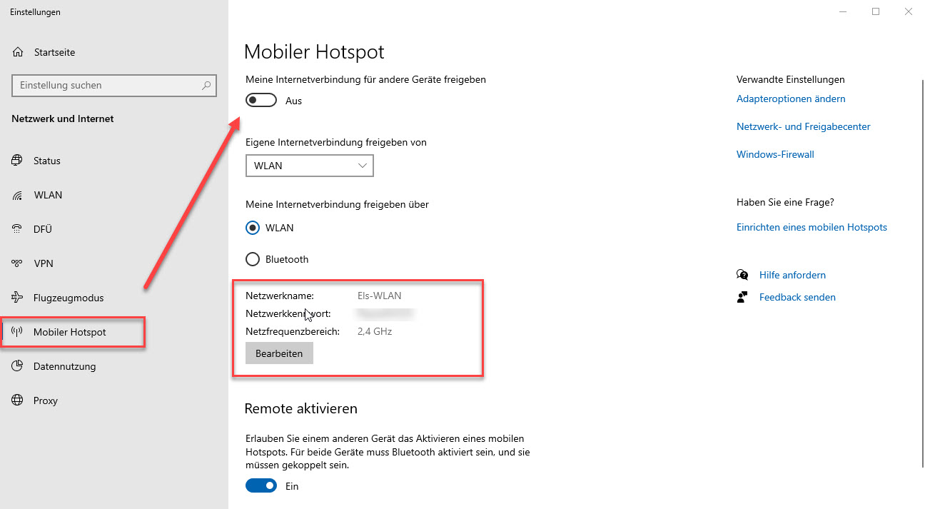 Wie erstellt man unter Windows 10 einen mobilen Hotspot.