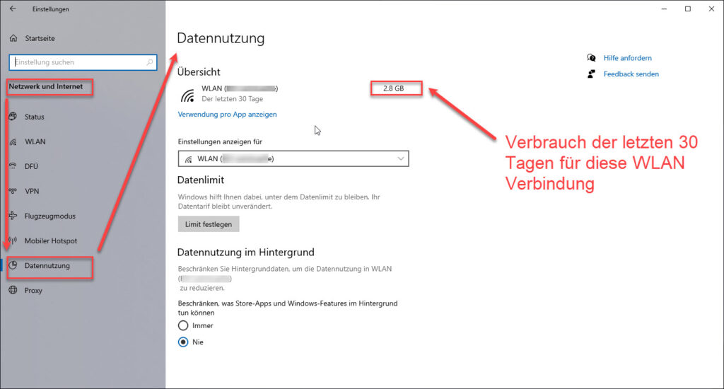 Windows 10 Einstellungen Datennutzung Für Ein Bestimmtes Netzwerk Auslesen | IT-Learner.de Windows 10 Einstellungen Datennutzung Für Ein Bestimmtes Netzwerk Auslesen