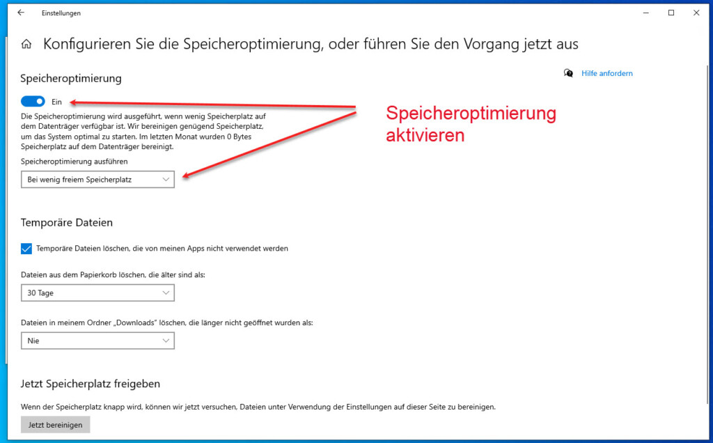 How to - Speicheroptimierung unter Windows aktivieren 15 Unter Windows 10 Mithilfe Der GUI Die Speicheroptimierung Aktivieren