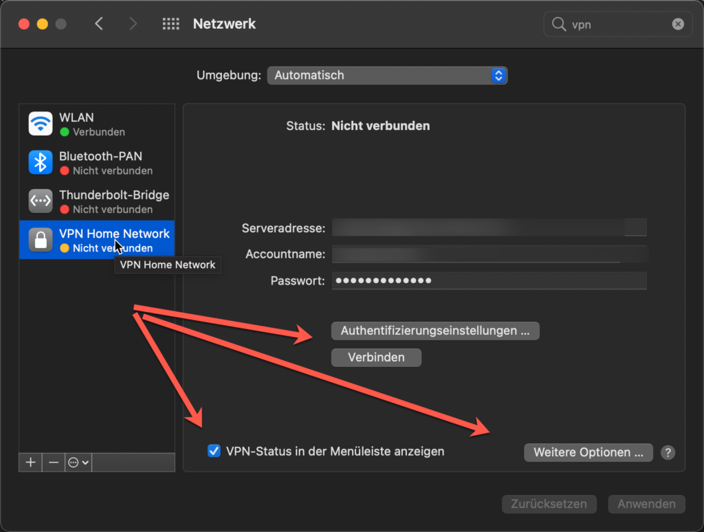 Wie kann man unter macOS eine VPN-Verbindung einrichten? 7 Neue VPN Verbindung Einrichten Erweiterte Optionen