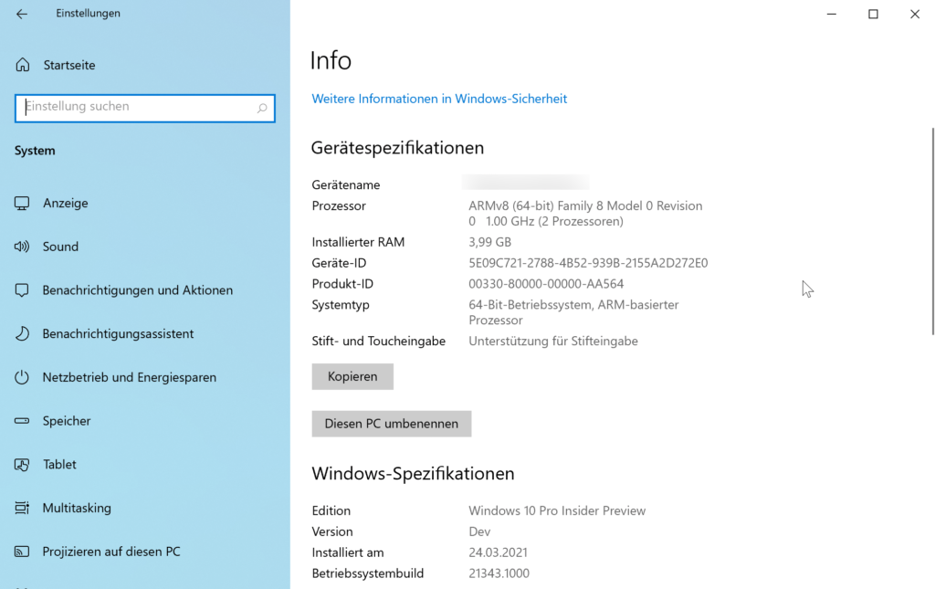 Unter Windows 10 alle Informationen über das System auslesen! 13 Über Die Windows Einstellungen PC Informationen Auslesen
