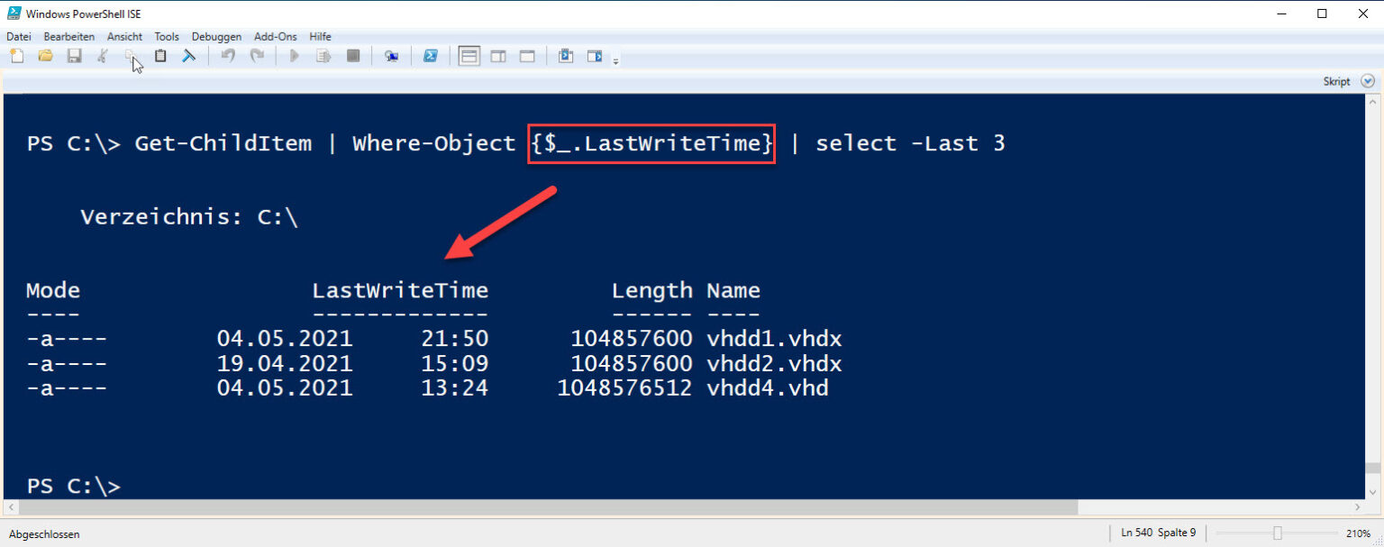Mit der PowerShell Dateien nach bestimmten Datum auflisten.