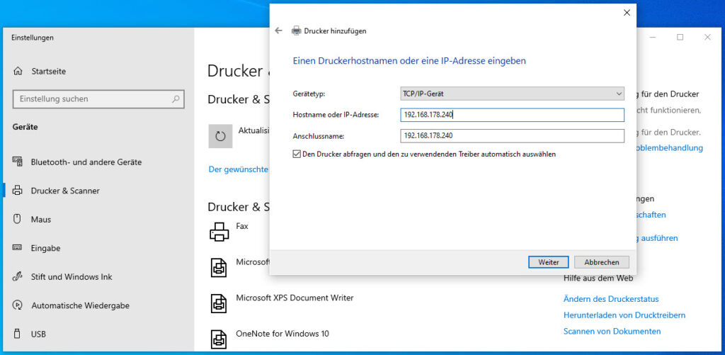 Wie kann man unter Windows 10 einen neuen Drucker hinzufügen 14 Unter Windows Einen Neuen Netzwerkdrucker Per IP Adresse Einbinden Angabe Der IP Adresse