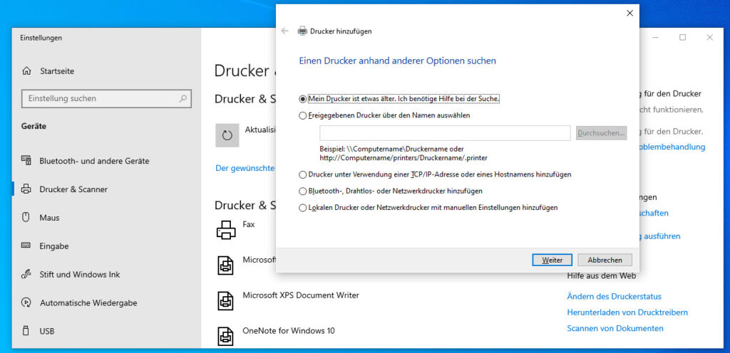Wie kann man unter Windows 10 einen neuen Drucker hinzufügen 13 Unter Windows Einen Neuen Netzwerkdrucker Per IP Adresse Einbinden Konfigurationsoptionen