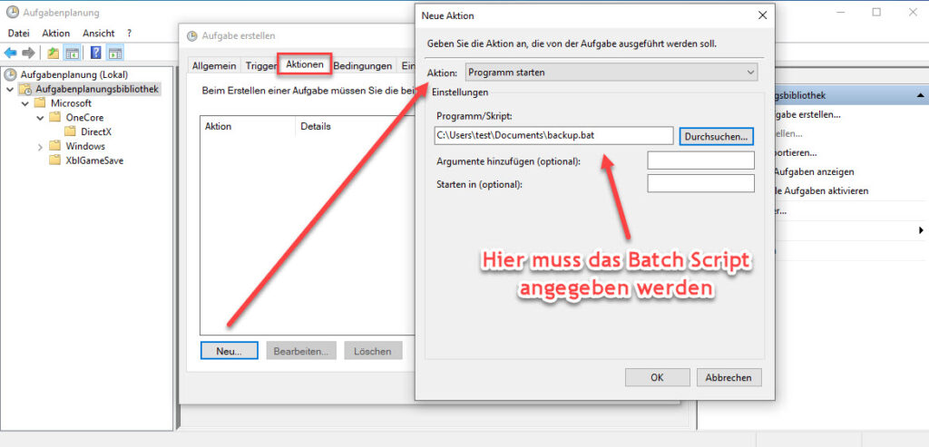 Wie Bindet Man Ein Batch Skript In Die Windows Aufgabeplanung Ein Batch Script Angeben