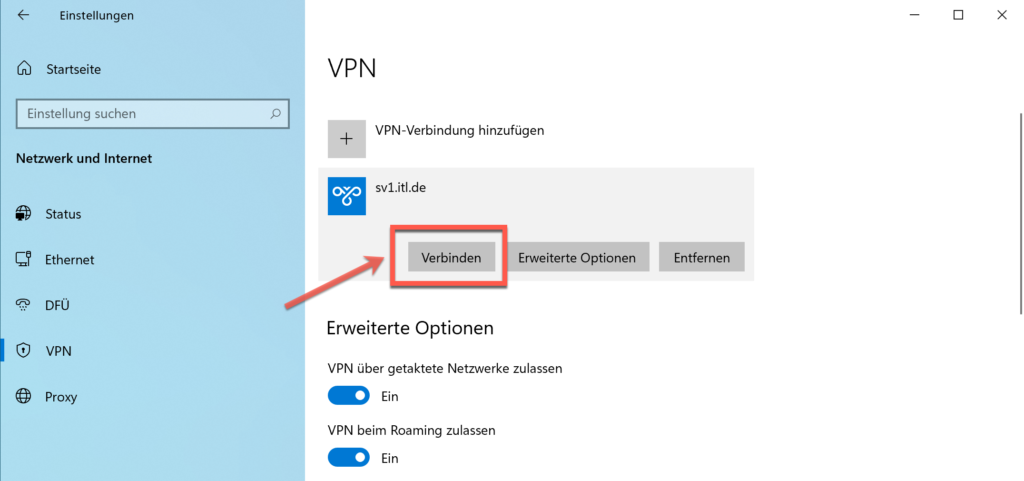 Windows 10 VPN Verknüpfung Erstellen