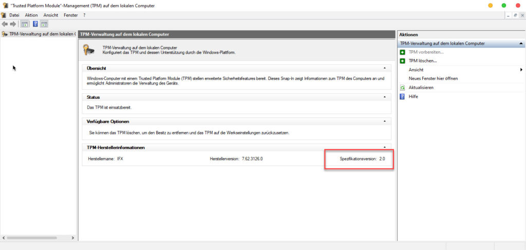 TPM Informationen über Die Management Konsole Auslesen | IT-Learner.de TPM Informationen über Die Management Konsole Auslesen
