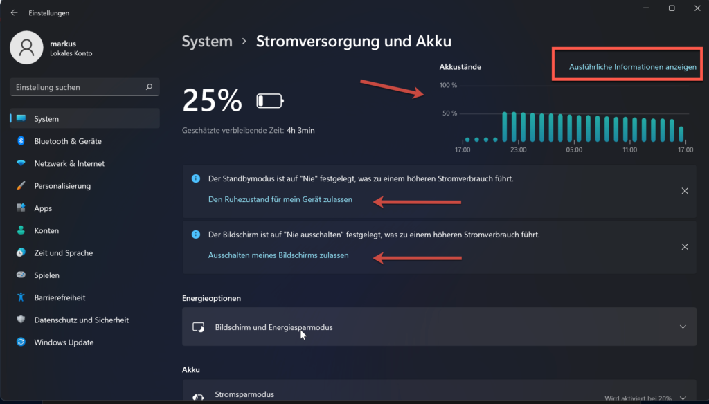 Windows 11 Akkunutzung Und Stromparen | IT-Learner.de Windows 11 Akkunutzung Und Stromparen