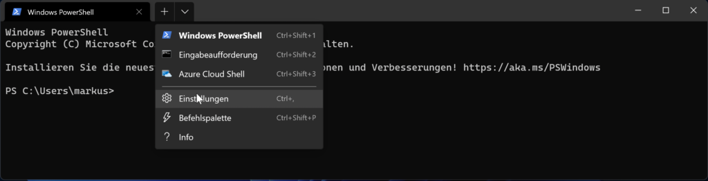 Windows Terminal Default Profil Ändern Einstellungen Öffnen