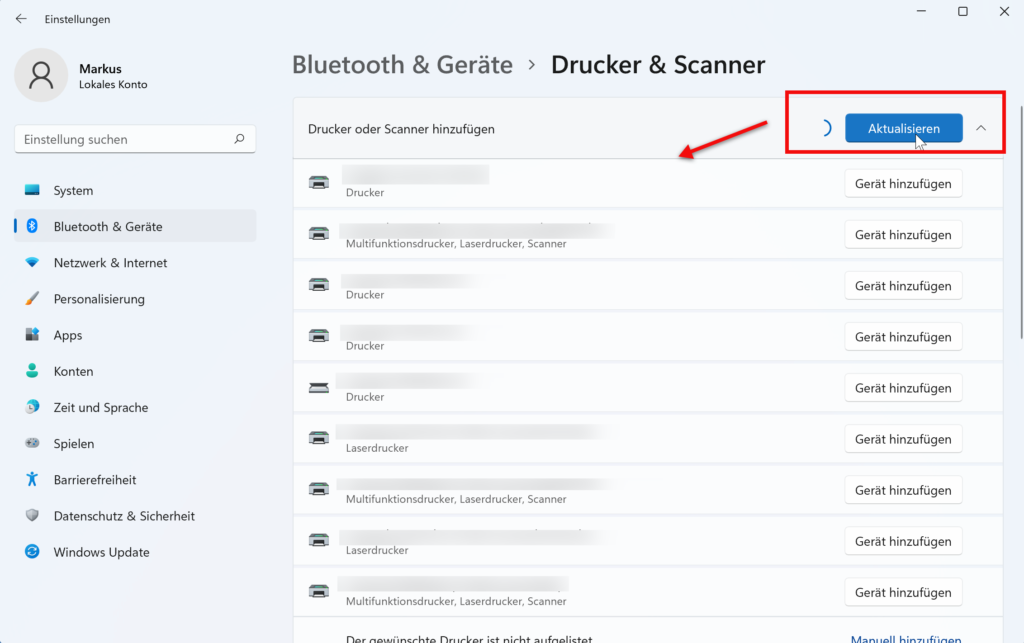 Drucker im Netzwerk einrichten Windows 11