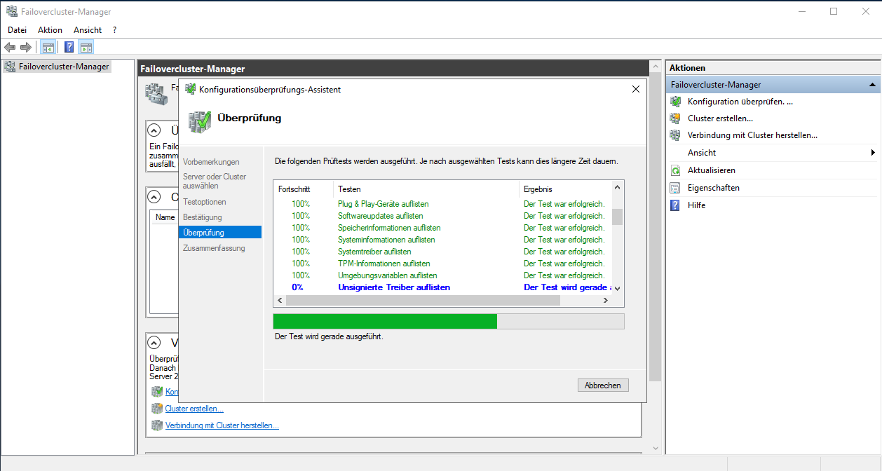 Wie erstellt man einen Windows Failover Cluster 27 Windows Failover Cluster
Den Konfiguration des Clusters prüfen