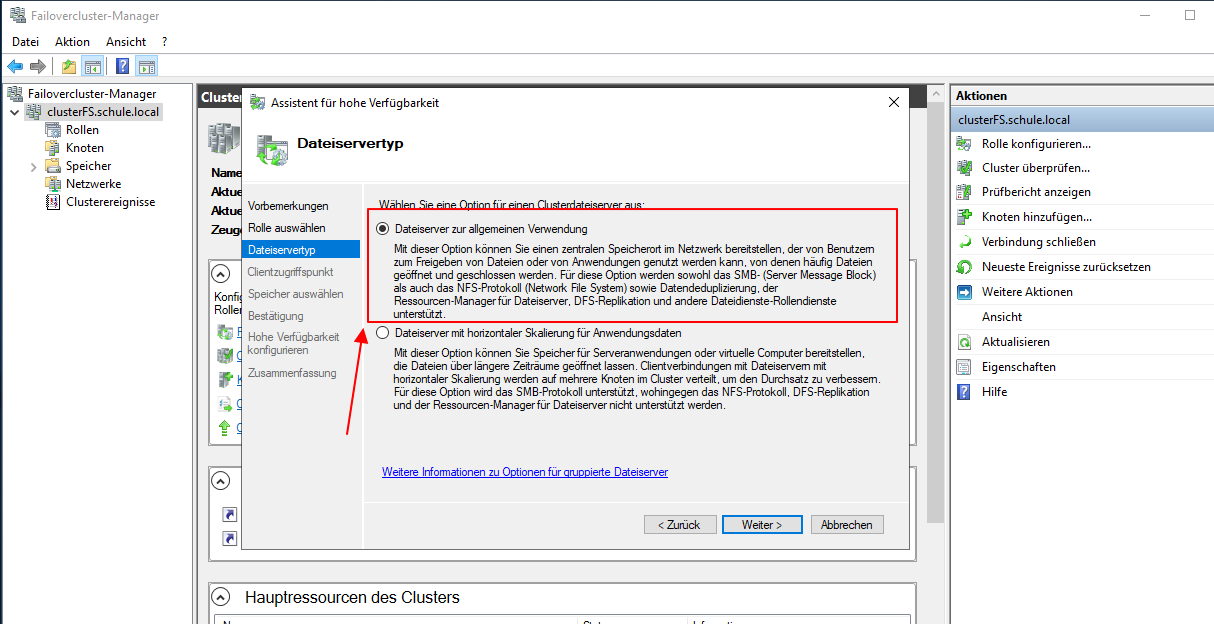 Wie erstellt man einen Windows Failover Cluster 30 Windows Failover Cluster
Dateiserver für die Allgemeine Verwendung einrichten