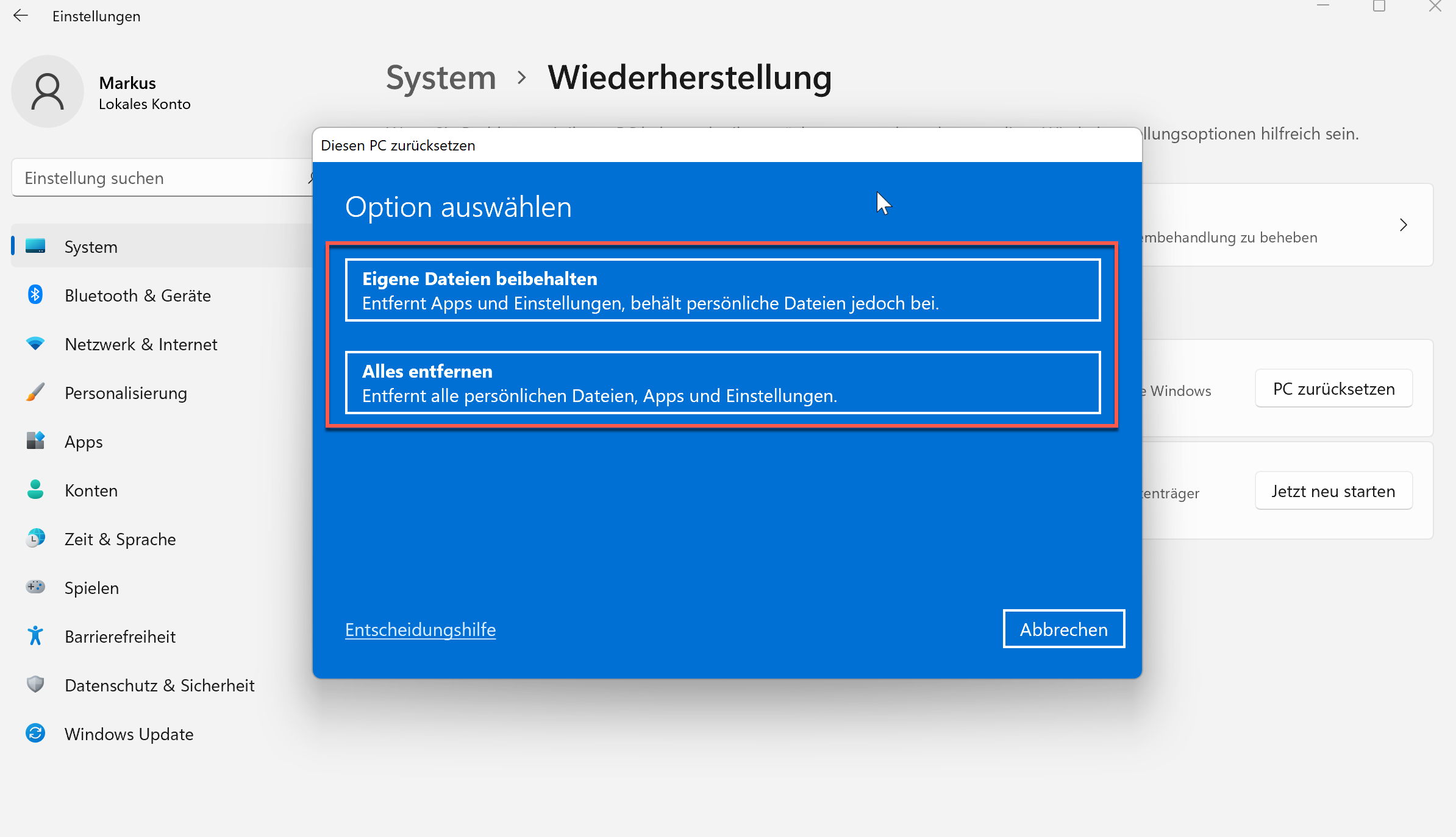 Windows 11 PC zurücksetzen » IT-Learner.de Windows 11 PC zurücksetzen