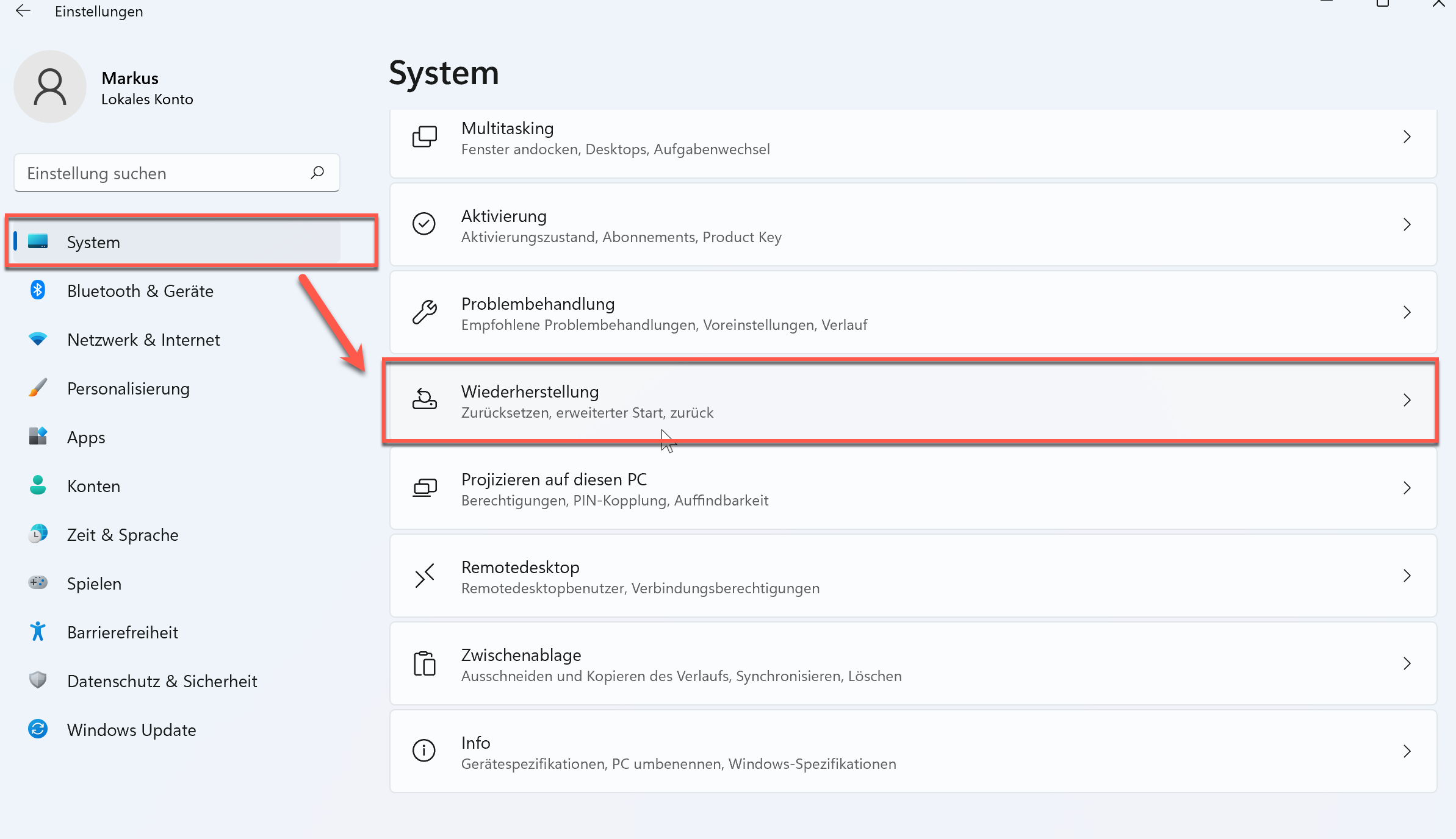 » IT-Learner.de Unter Windows 11 die Wiederherstellungsoptionen öffnen