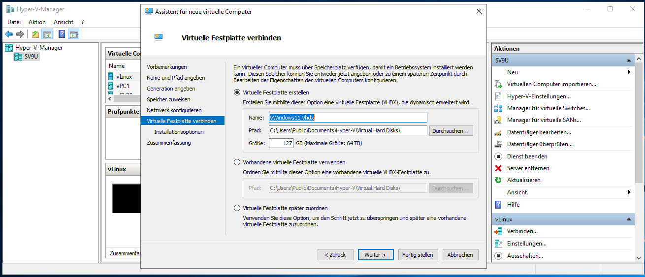 Wie kann man Windows 11 in Hyper-V installieren 16 Windows 11 unter Hyper-V installieren - Dynamische Festplatte
