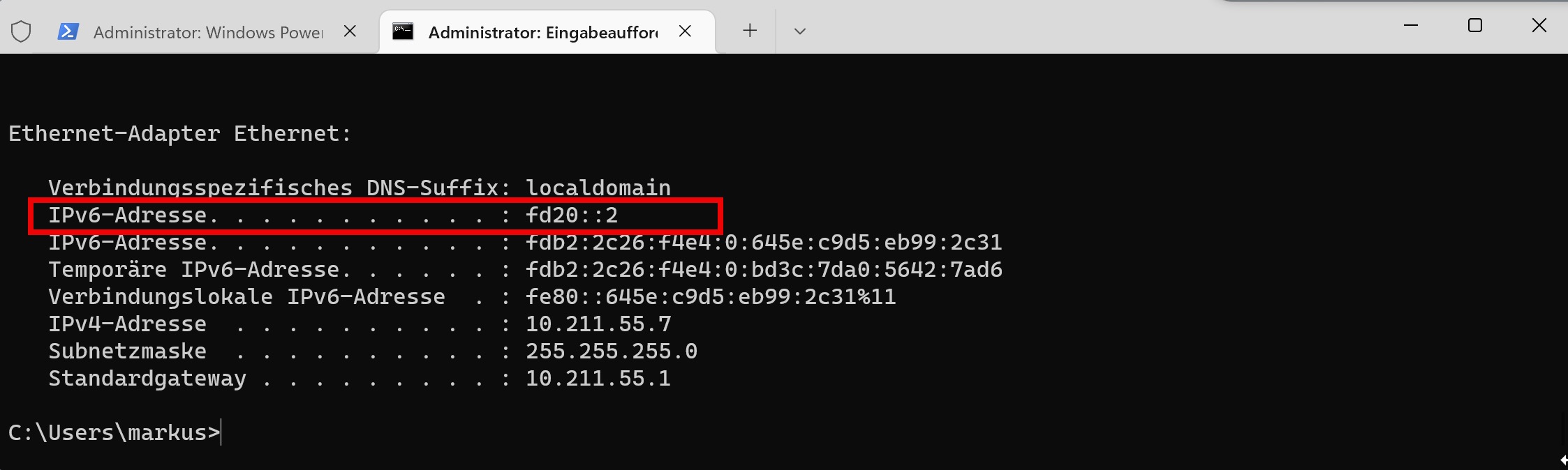 So vergibt man eine IPv6-Adresse mit der Eingabeaufforderung 5 Per cmd eine IPv6-Adresse vergeben und prüfen