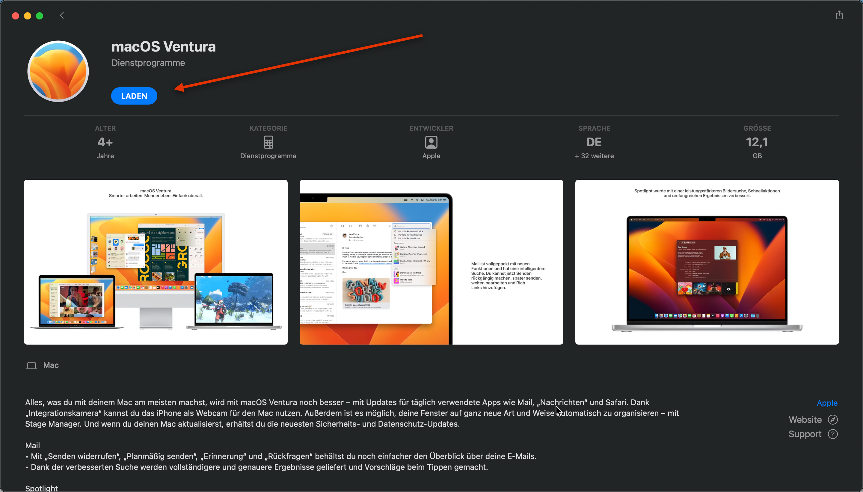 So installierst du macOS Ventura! 15 macOS 130 u%CC%88ber AppStore aktualisieren