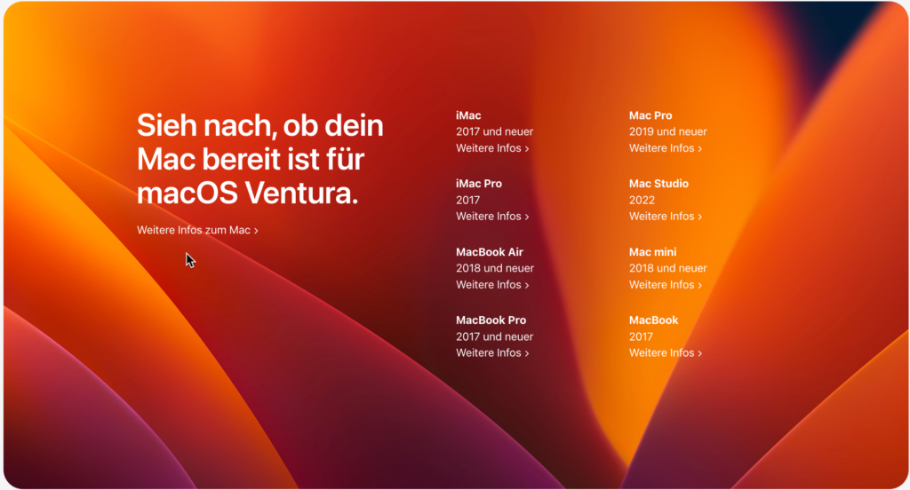 MacOS Untersützte Geräte