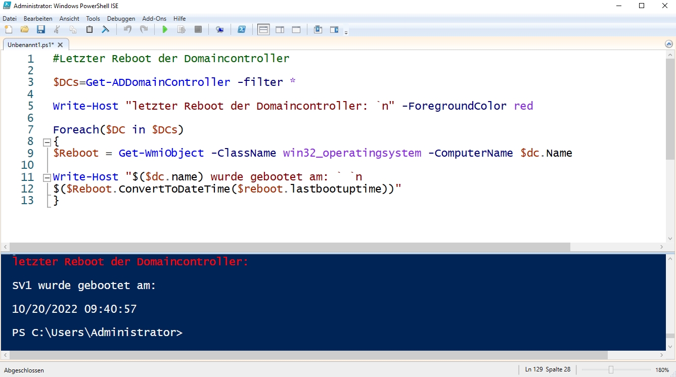 Per PowerShell prüfen, wann der Domänencontroller neu gestartet wurde 13 Windows letzter Neustart des Domänencontrollers prüfen