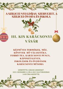 III. Kis Karácsonyi Vásár a szilicei kultúrházban III. Kis Karácsonyi Vásár a szilicei kultúrházban