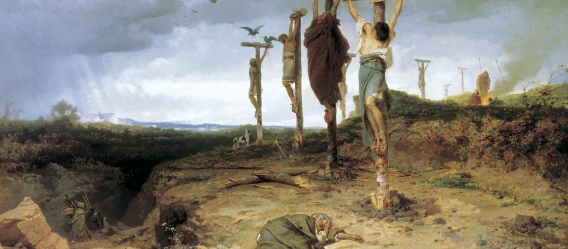 Gekruisigde slaven. Een schilderij van Fyodor Bronnikov uit 1878. Een schilderij van Fyodor Bronnikov uit 1878.
