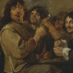 Detail uit De rokers, Adriaen Brouwer, 17de eeuw - 1