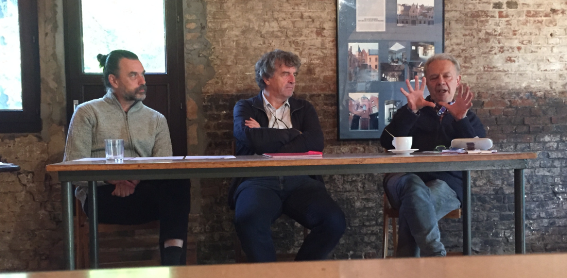 Manu Claeys, Peter Vermeulen en Dirk Avonts op de persconferentie naar aanleiding van de Horta-avond.