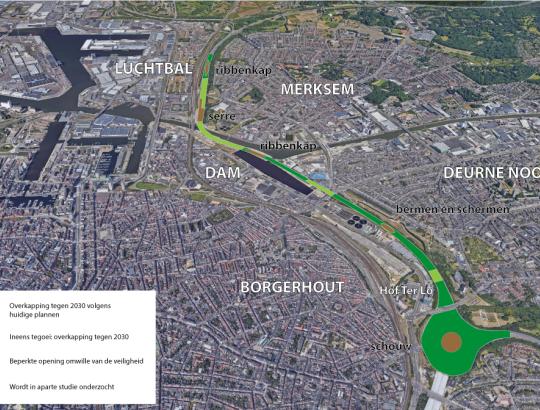 Schets 2. De R1-Noord maximaal overkapt. Schets 2. De R1-Noord maximaal overkapt.