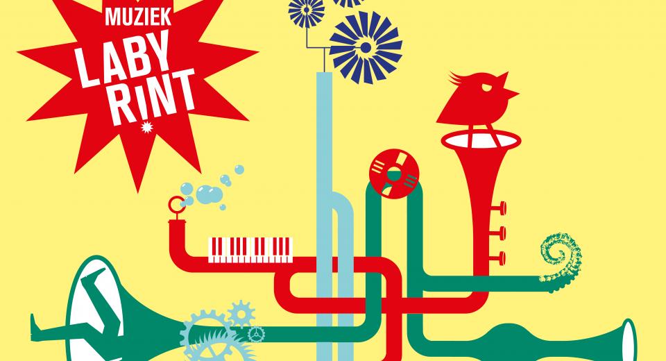 Muzieklabyrint © Oeyen & Winters Illustratie Muzieklabyrint